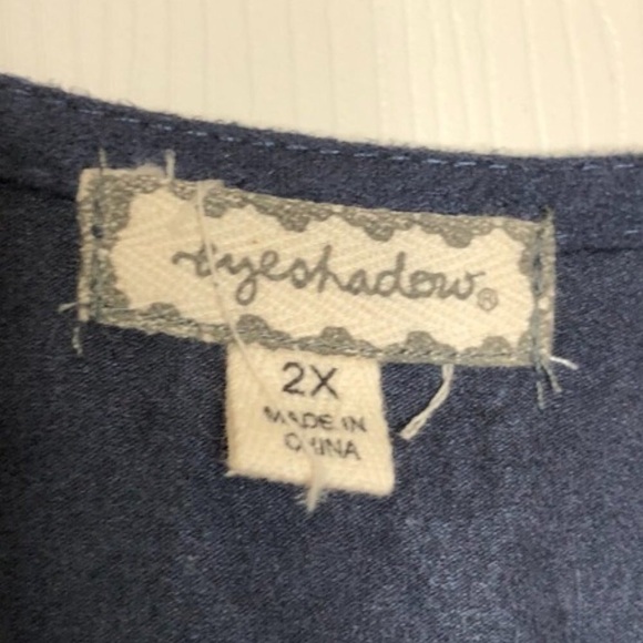 𝅺EYESHADOW - Midnight Blue Chevron Cut-Out Design Faux-Suede Top - Size 2X - Picture 4 of 5